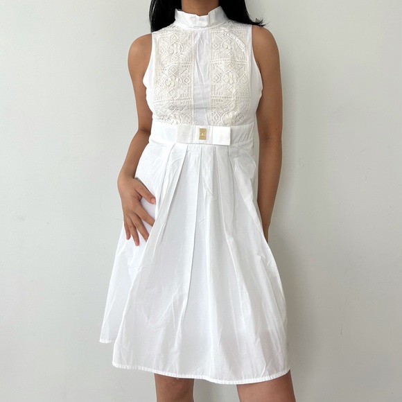 BNWT Celyn B. High Collar Sleeveless White Pleated Mini Dress - X-Small/Small - Picture 1 of 4
